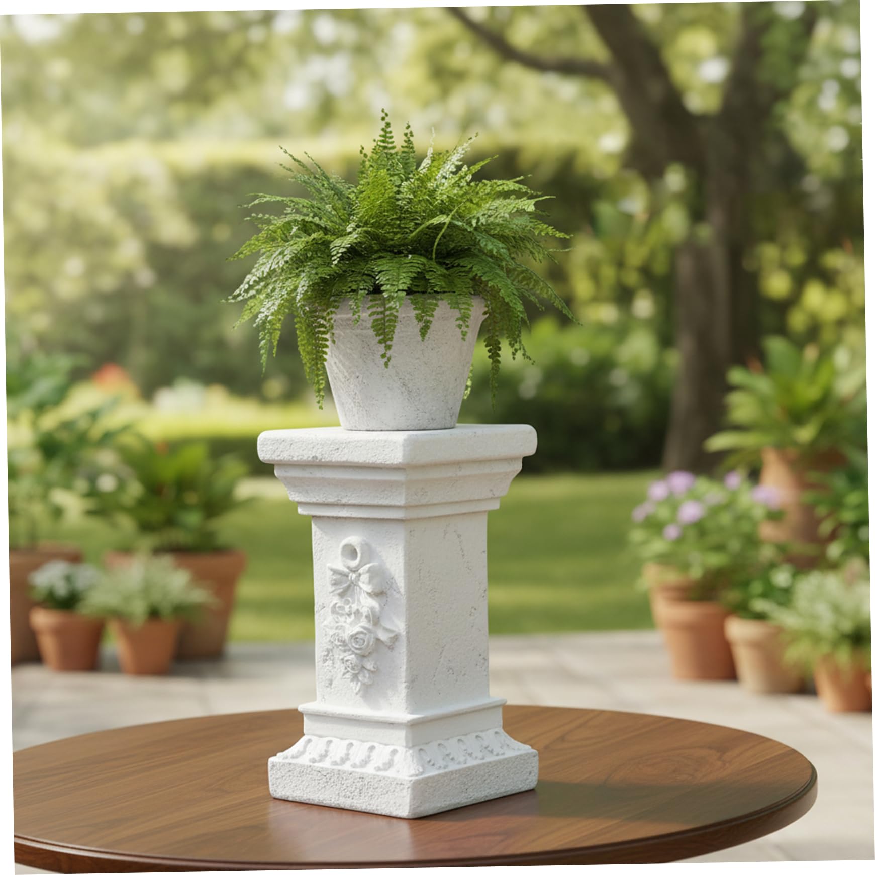 Support de statue, socle – Colonnes et piliers européens élégants, colonne et piliers en résine résistante aux intempéries pour statues, pots de fleurs, décoration 30 x 17 x 17 cm, jardinière