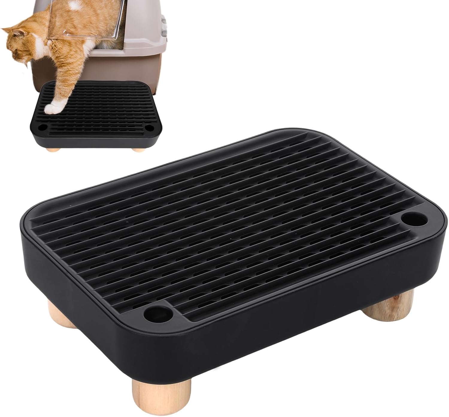 Кошачий рамп-там шатер с деревянной основой для лотка, лоток для кошек для лотка, легкая очистка ступенек с функцией фильтра для пожилых людей