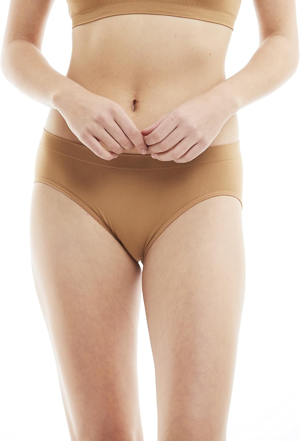 Kalon 6 Pack Women's Hipster Brief Nylon Spandex Underwear (X-Small, Dark Beige) - Image 2