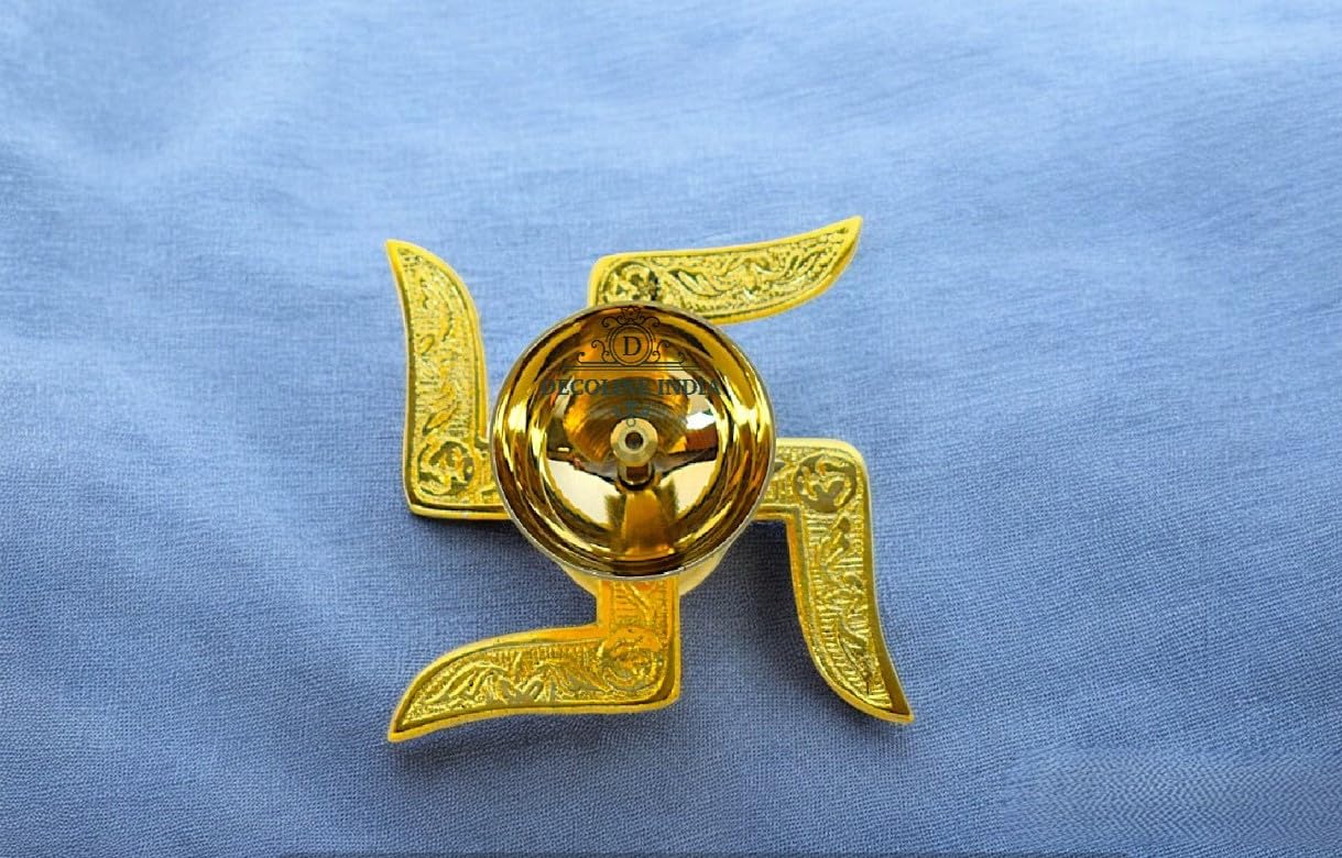 Brass Swastik Diya for Pooja | Decorative Gold Plated | Diwali Pooja Decoration | Brass Diya for Pooja | Akhand Diya
