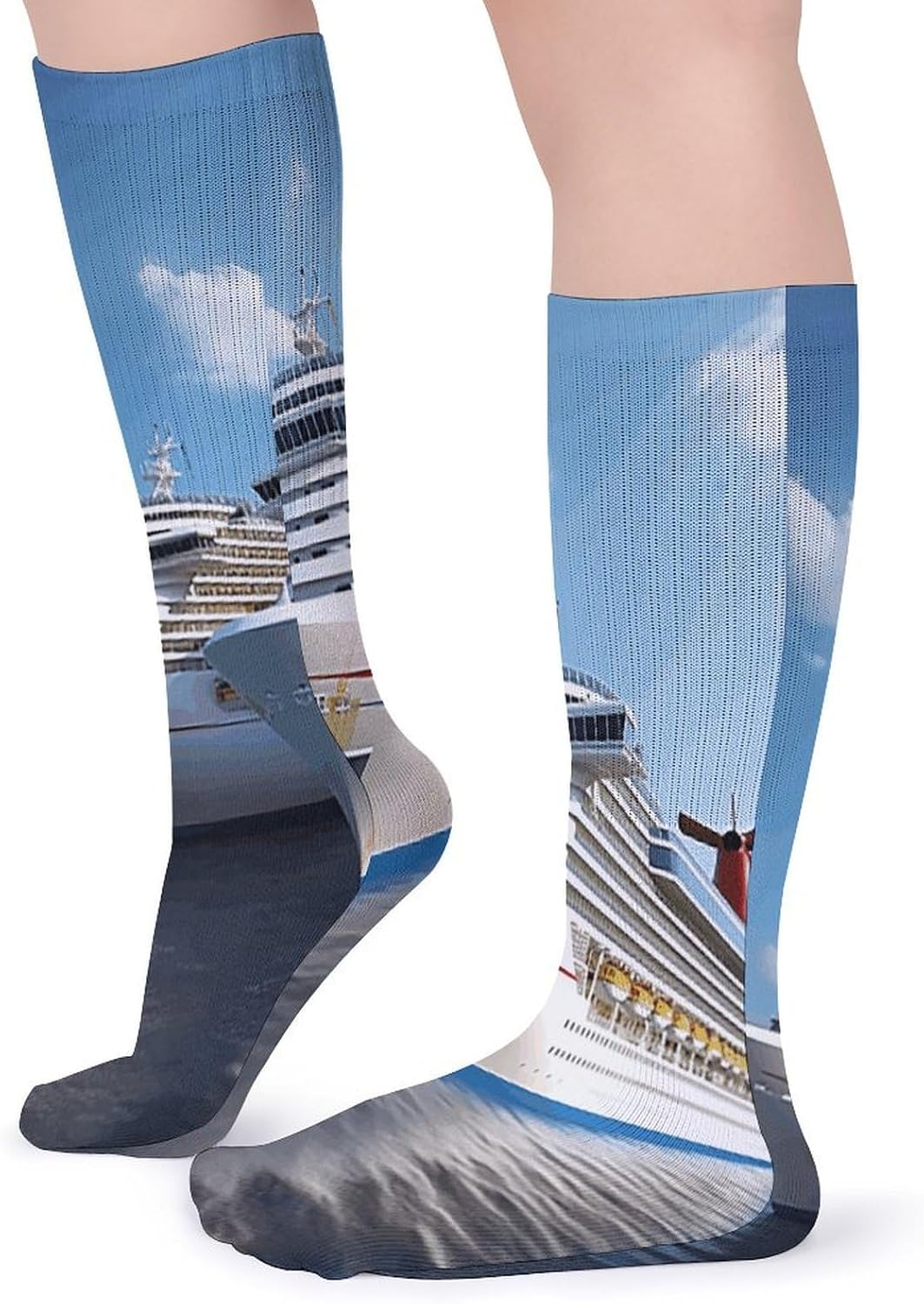 Cruise Ship Crew Socks Cozy Casual Calf Socks Lightweight Long Work Sock Breathable Athletic Sock for Hiking Sports Running 5 Pairs
