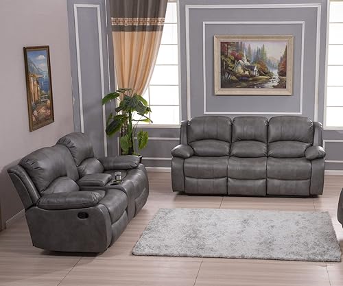 Betsy Furniture 2PC Faux Leather Reclining Couch Set, Living Room
