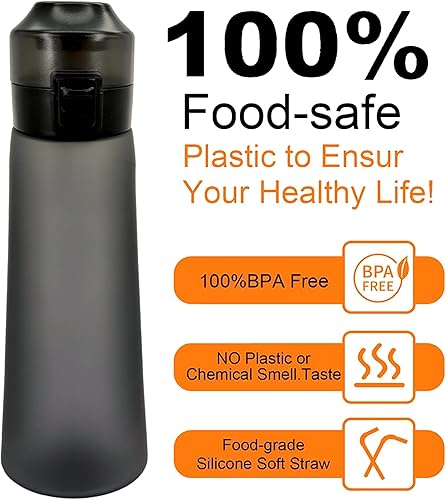 Miniatura 4 de ECENUR Botella de agua deportiva Tristan gratis de 22.0 fl oz, juego de botellas para beber con 7 cápsulas de sabor perfumadas para saborizar 0