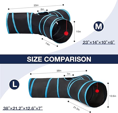 Vista 134 de Tempcore - Túnel para gatos con forma de tubo plegable de 3 vías, para interiores, juguete con forma de bola para mirar, para gato, cachorro, Moneda