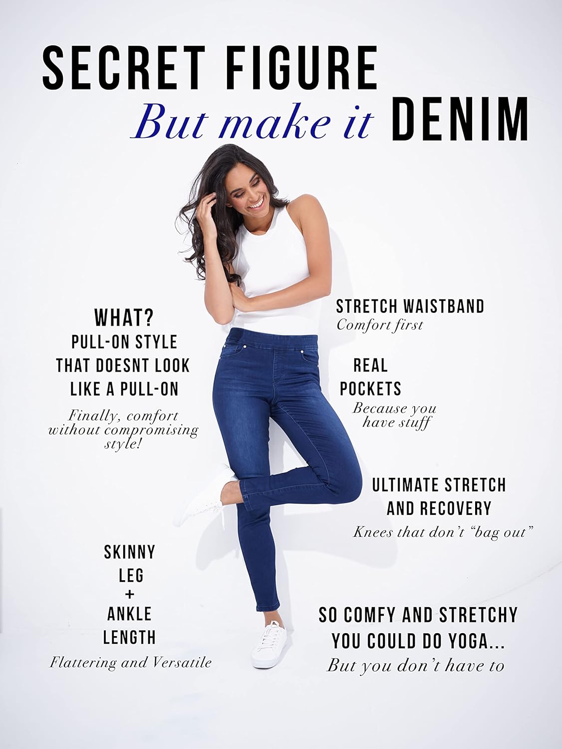 Rekucci Women's Secret Figure Premium Denim Skinny Pull-On Jean - Image 2