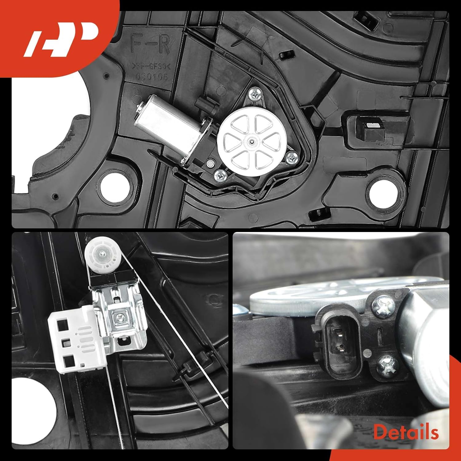 A-Premium Front Passenger Side Electric Power Window Regulator with Motor Compatible with Hyundai Tucson 2016-2022, Sport Utility, with Panel