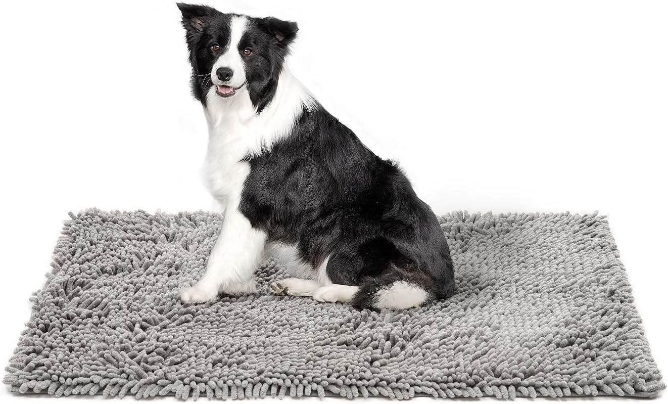 PEOPLE&PETS Indoor Dog Chenille Rug Dogs Mud Mat Pet Food Mats for Floors Dirty Mud Paws Rugs Low-Profile Doormat for Dogs Muddy…