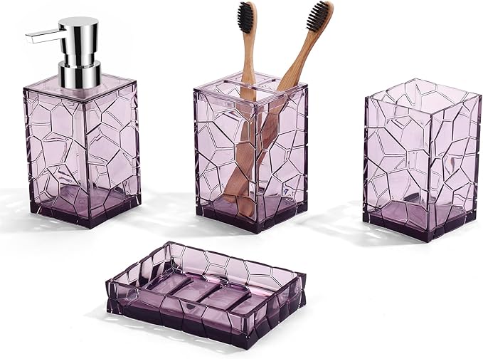 Amazon.com: GAHEFY Lavender Purple Bathroom Accessories Set with ...