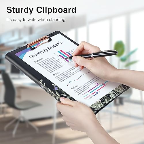 Vista 24 de Ospelelf Folio portapapeles con bloc de notas y bolsillo de cuero para almacenamiento de portapapeles para mujeres Tarotcards negras