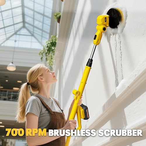 Miniatura 4 de Limpiador eléctrico de piso compatible con batería DeWalt de 20 V (solo herramienta), máquina de limpieza giratoria inalámbrica, limpiador eléctrico