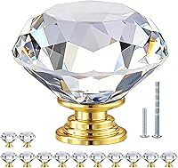 Vista 17 de POZEAN Perillas de gabinete de cristal 30 unidades, perillas para cómoda de 1.57 pulgadas para gabinete, cajón con dos tamaños diferentes