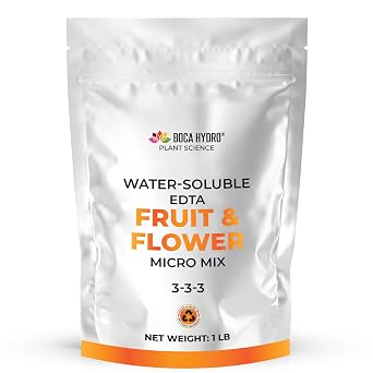 EDTA Fruit and Flower Micro Mix Chelated Micronutrient Fertilizer Blend Flowering Enhancer for Fruiting Cycles. Supports Flowering, Bud Formation and Heavy Fruit Set 1 Lb