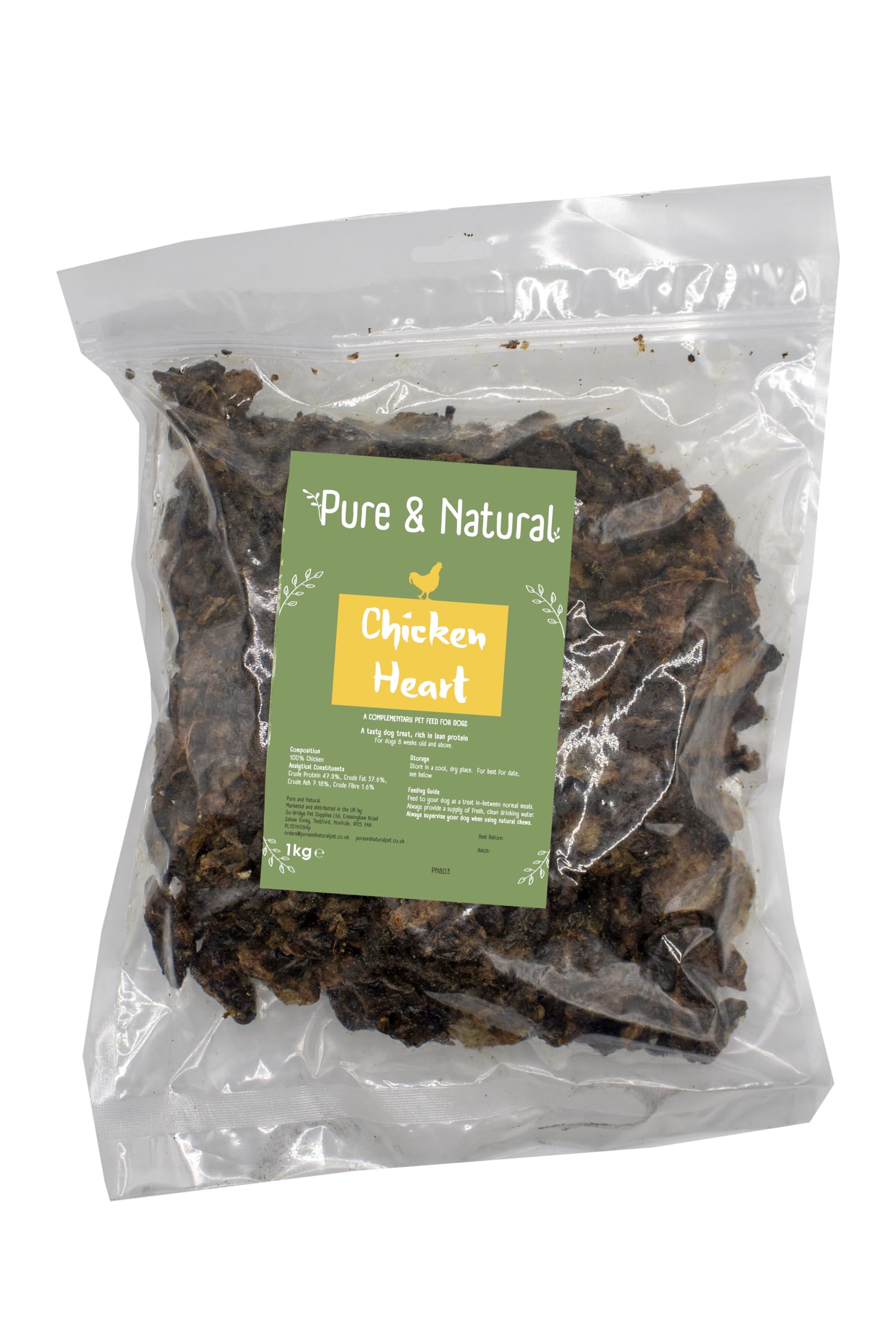 Pure & Natural Dog Chews Chicken Hearts 1kg - Grain Free Dog Treats, Chicken Jerky for Dogs, Dog Chews Long Lasting Natural Dog Treats