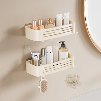 Shower Caddy Adhesive No Drill Bathroom Shower Organizers Wall Mounted Rustproof Bathroom Holder Organizer for Bathroom, Dorm and Kitchen,Black,C