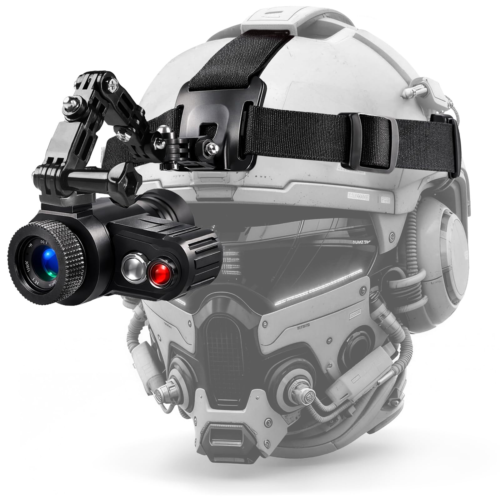 Head-Mounted Night Vision Monocular Goggles with Elastic Head Strap, Default 7X Magnification, Digital Infrared NVG Equipment 1148FT Range 1.54in HD Screen, Rechargeable Wildlife Observation Camping