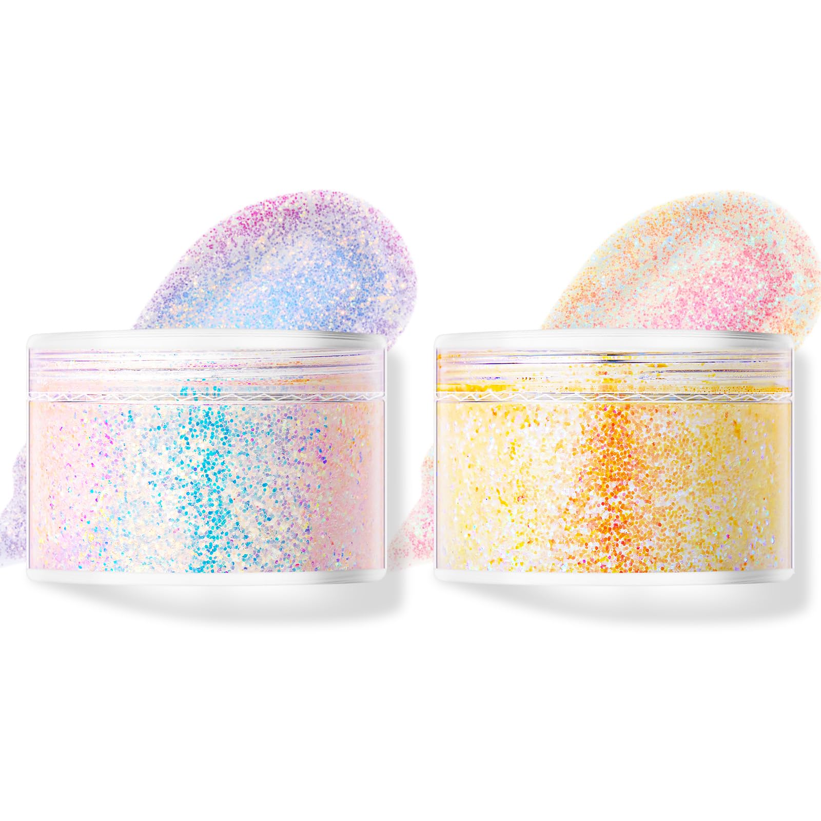 LOPHE Purpurina Cara, 2Pcs Gel Chunky Glitter Corporal, Lentejuelas de Sirena con Purpurina Líquida, Gel de Purpurina Luminoso Brillantes para la Cara, Cabello y Cuerpo para Halloween