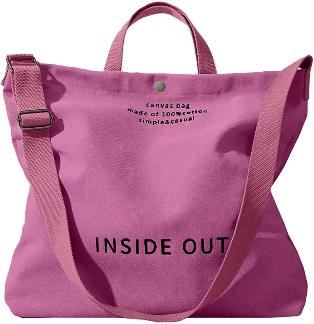 Canvas Tote Bag For Women inside out bag Crossbody Handbag with Adjustable Strap and Coin Purse for Work,Travel,Grocery