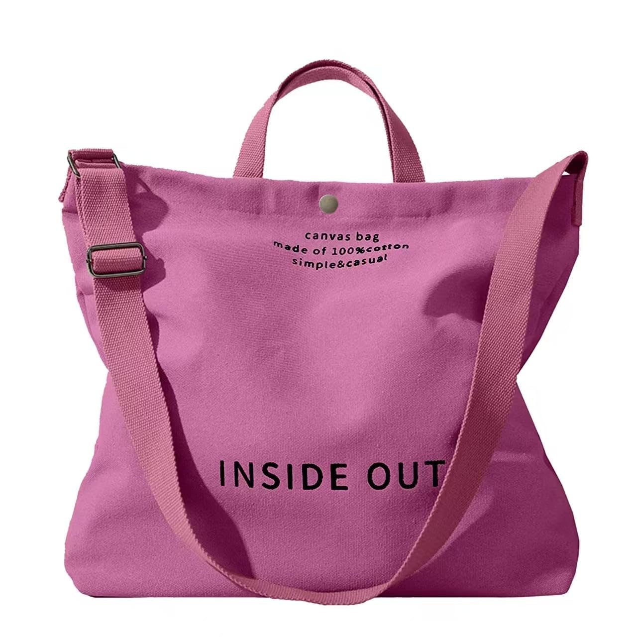 Canvas Tote Bag For Women inside out bag Crossbody Handbag with Adjustable Strap and Coin Purse for Work,Travel,Grocery