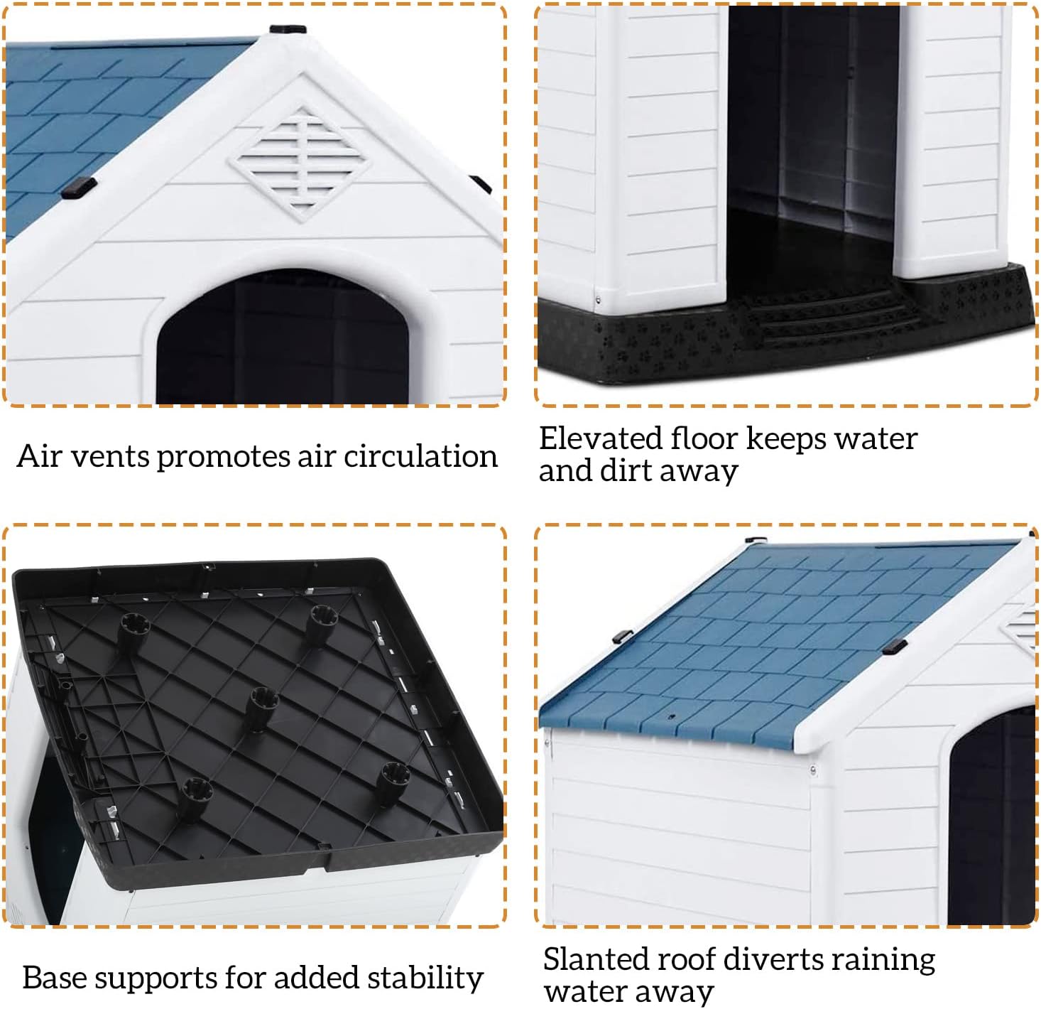 Large Dog House,Outdoor Dog Kennel,Insulated Dog House Pet Puppy Shelter for Small Medium Large Dogs Waterproof with Air Vents&Elevated Indoor Outdoor(28" H)