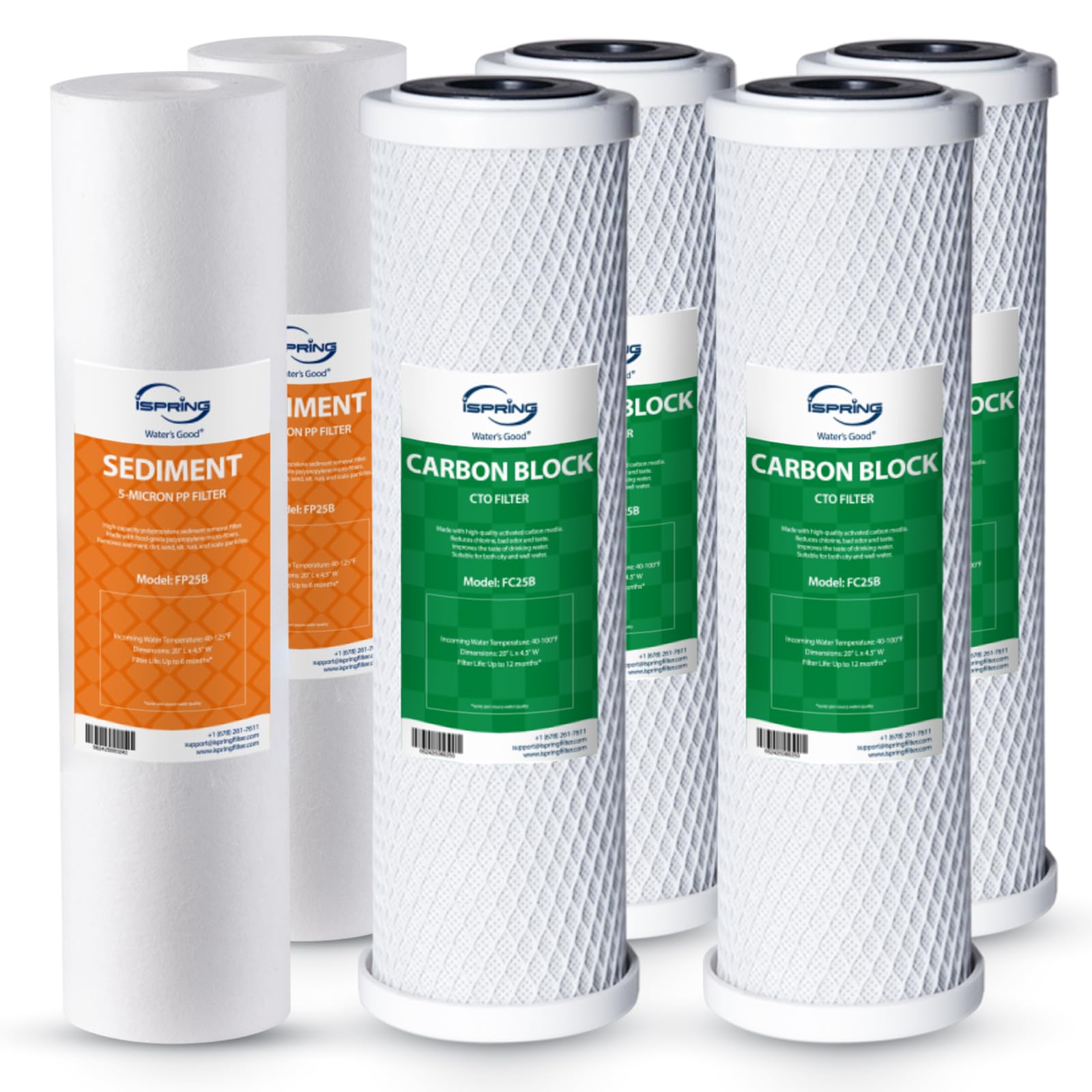 iSpring F6WGB32B 3-Stage Whole House Water Filter, 2 Packs