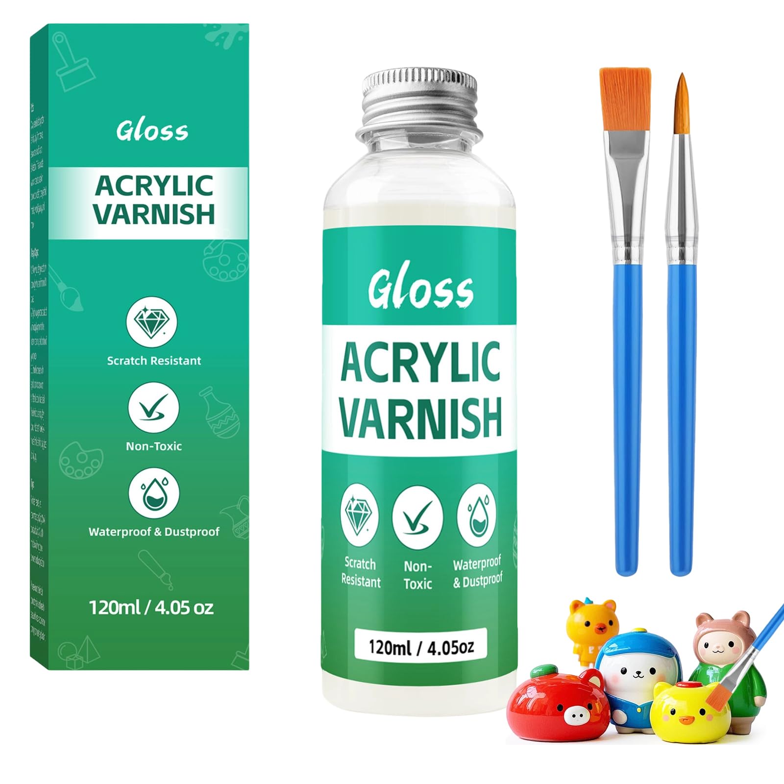 120ml Air Dry Clay Glaze, High Gloss Varnish, Protect Clay Surfaces