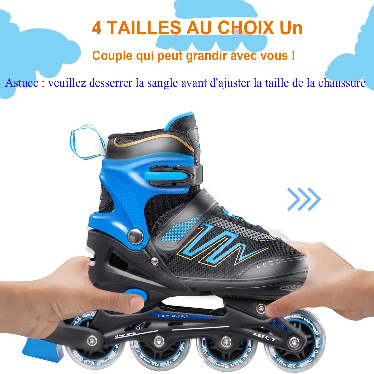 Roller en Ligne Enfant - Roller Enfant Garcon Fille, Roller Lumineuse, 4 Tailles Réglables