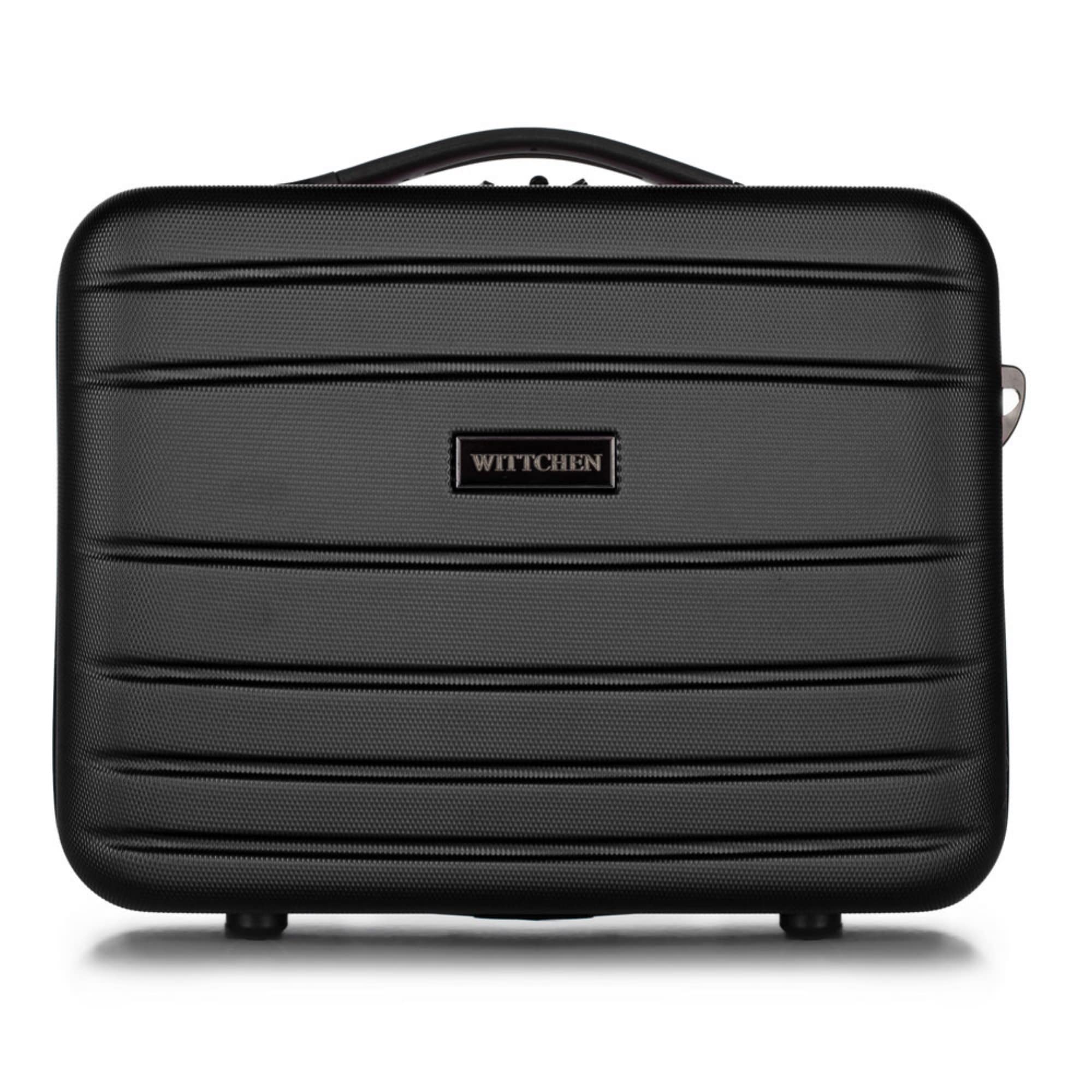 WITTCHEN Necessaire da viaggio Custodia per cosmetici Valigia da viaggio Bagaglio a mano Valigia cabina Valigia in ABS Borsa da toilette Rigido Globe Line nero Ryanair/ITA Airways