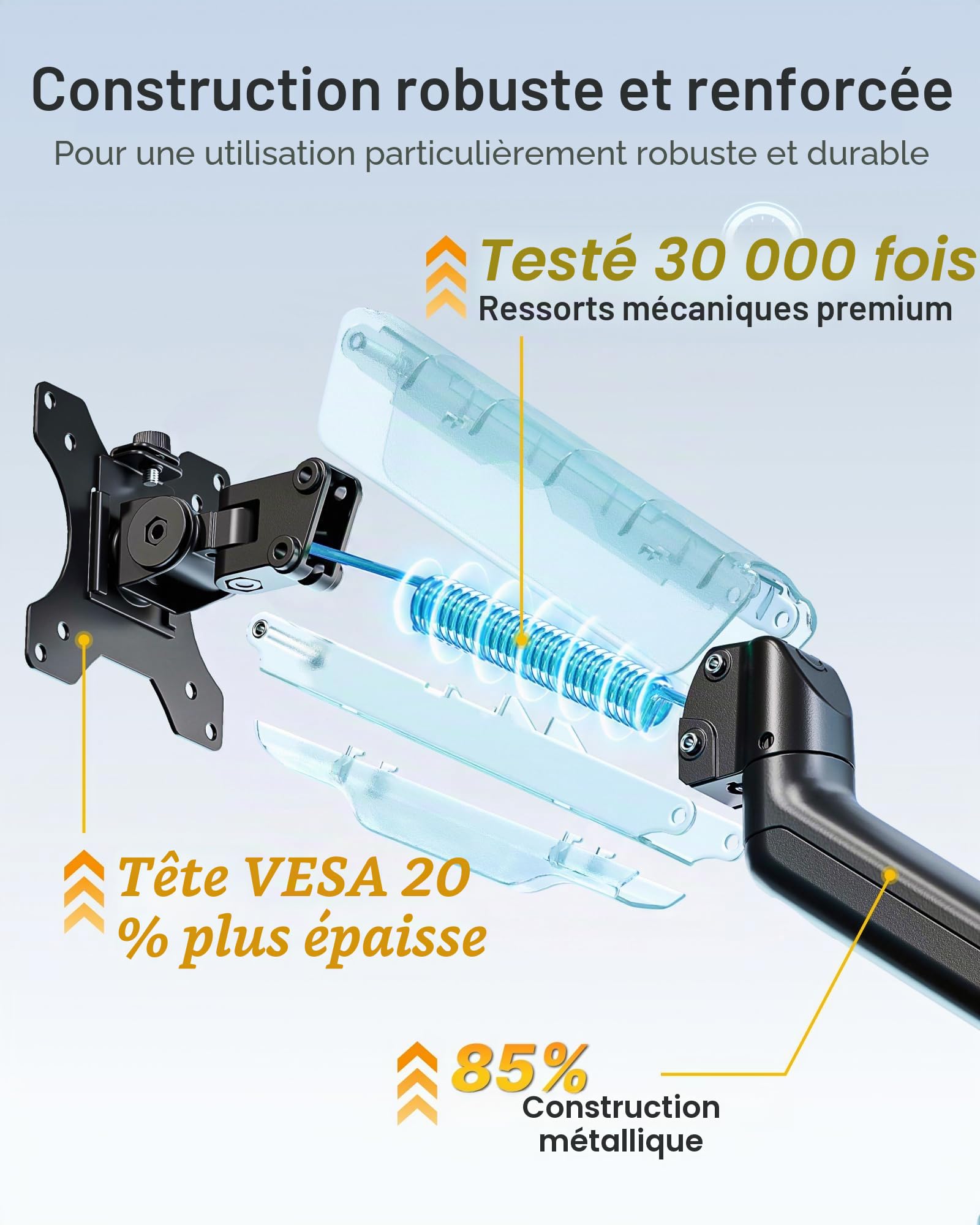 monTEK Bras Ecran Pc 17/32",VESA 75/100mm,Charge Jusqu'à 9 Kg
