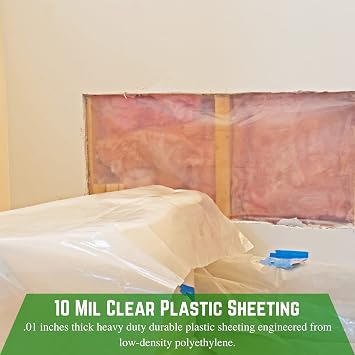 Farm Plastic Supply - Clear Plastic Sheeting - 10 mil - (2.5' x 100') - Thick Plastic Sheeting, Heavy Duty Polyethylene Film, Drop Cloth Vapor Barrier Covering for Crawl Space