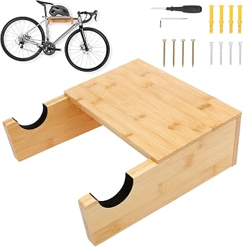 Bike Wall Mount Indoor Bicycle Rack 30 kg Load-Bearing Capacity Wooden Bicycle Wall Mount for Home Road Bike Gravel Bikes Mountain Bikes