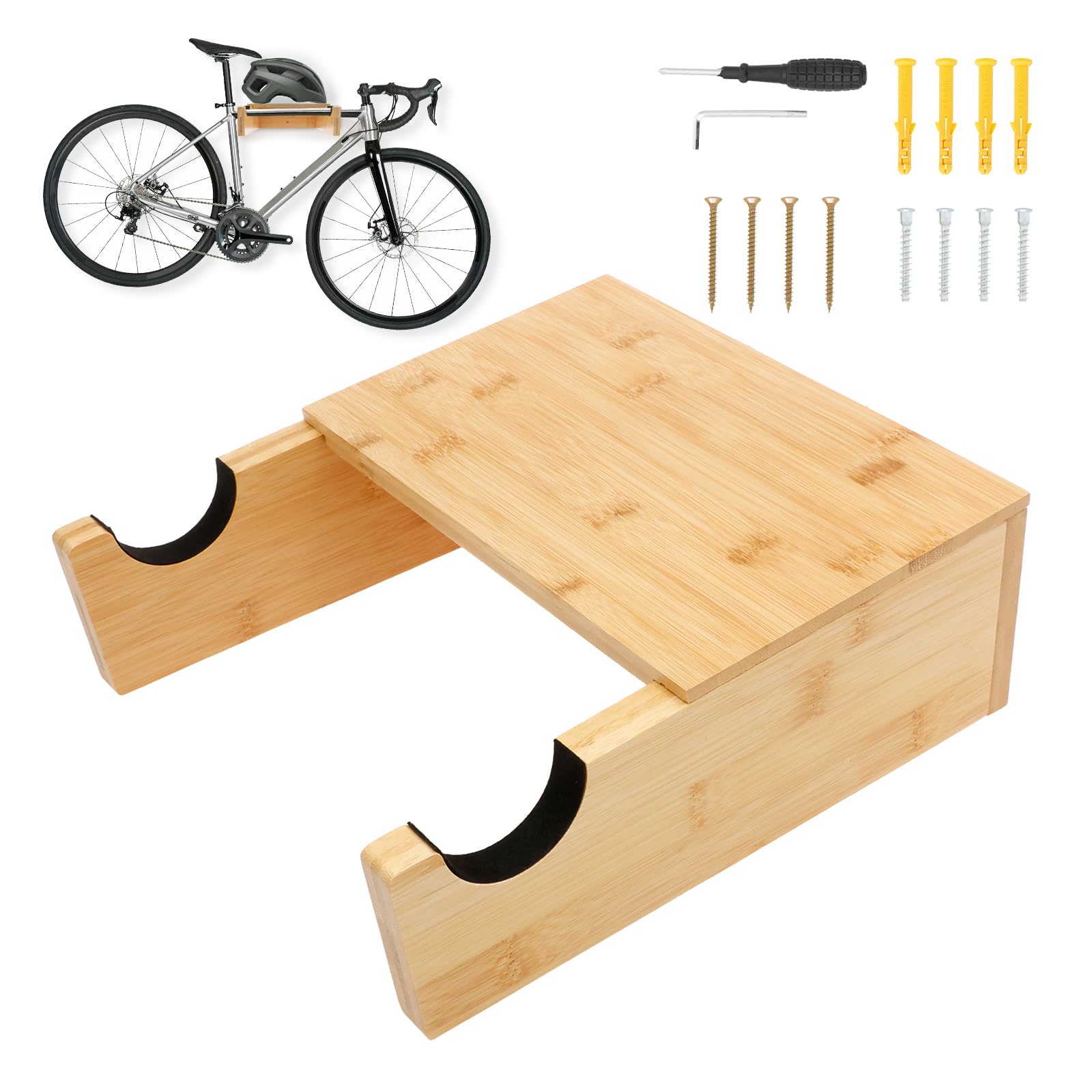 Bike Wall Mount Indoor Bicycle Rack 30 kg Load-Bearing Capacity Wooden Bicycle Wall Mount for Home Road Bike Gravel Bikes Mountain Bikes
