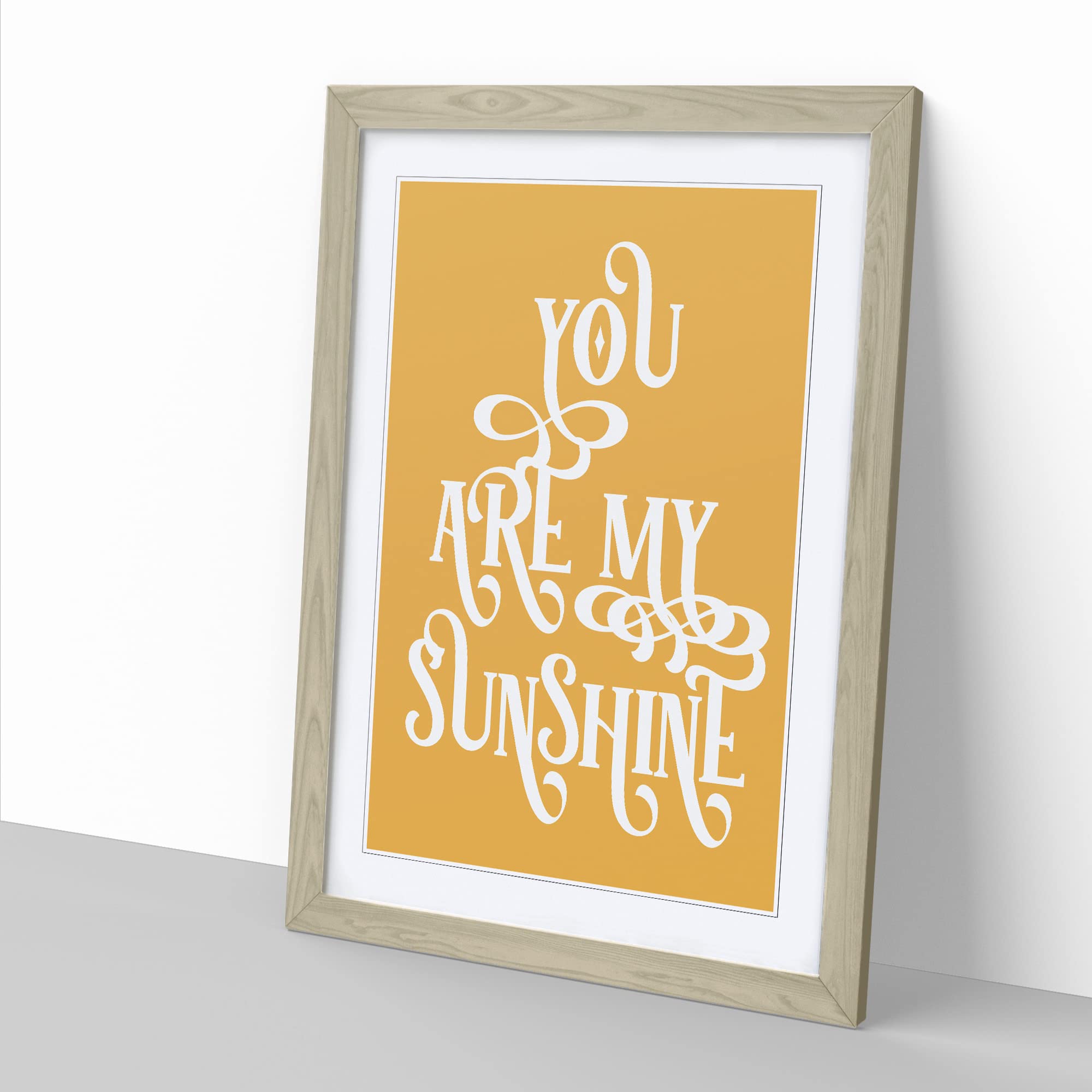 You Are My Sunshine V2 Typography Yellow Framed Wall Art Print - Image 3