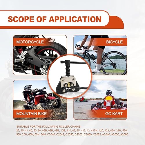 Miniatura 6 de Herramienta separadora de cadena de rodillos para #25#35#41#40#50#60 415H, 428H, 520, 530 cadenas de rodillos de motocicleta, bicicleta, Go Kart,