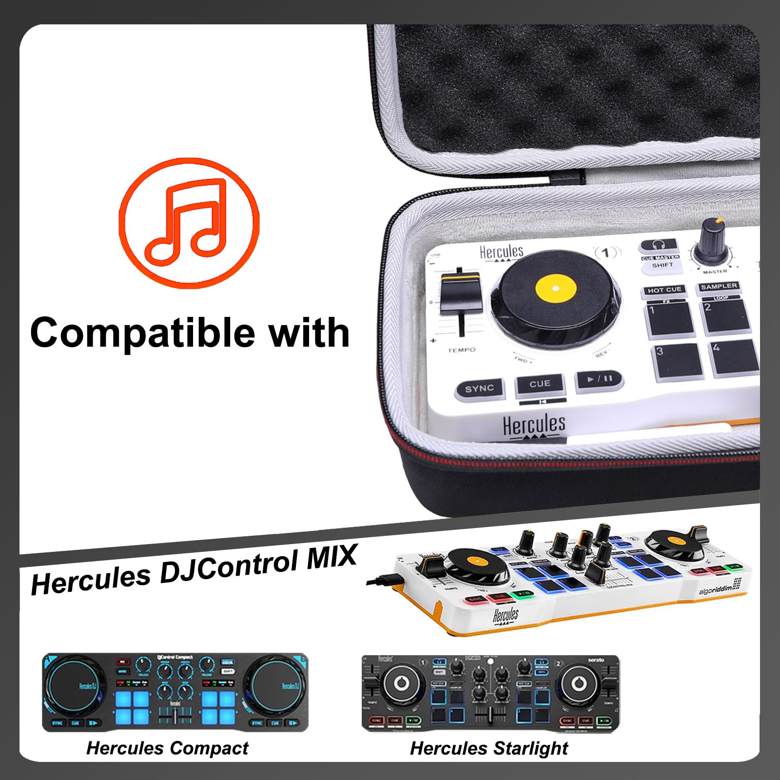 LTGEM Étui de Protection Rigide pour Manette de DJ Hercules DJControl Mix/DJControl Starlight (étui Uniquement)