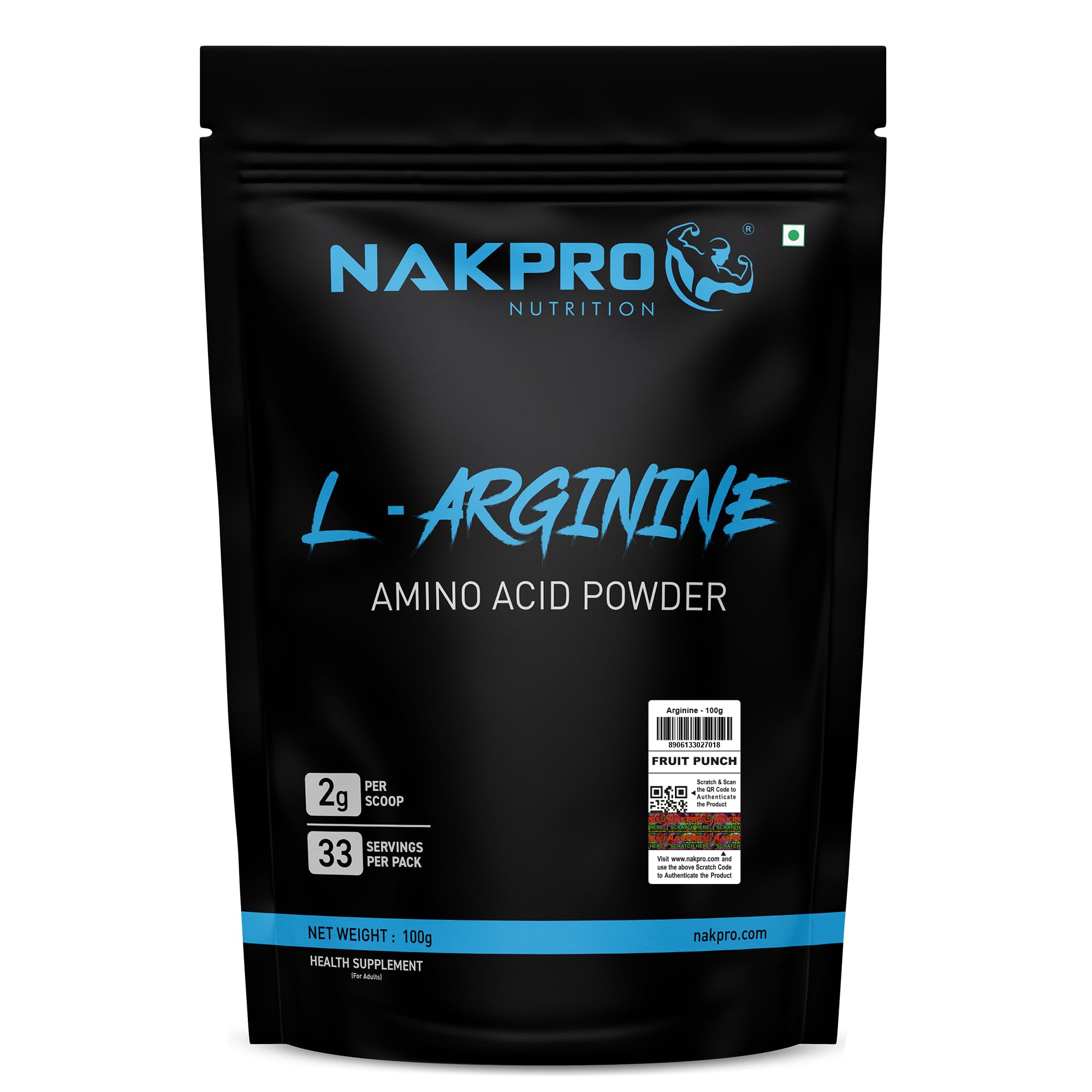 Nakpro L-Arginine Supplement Powder | 2g L-Arginine, 1.8kcal Energy | Nitric Oxide Supplement | Pre Workout Amino Acid, Fuels Muscle Growth (100g, Fruit Punch)-image-12