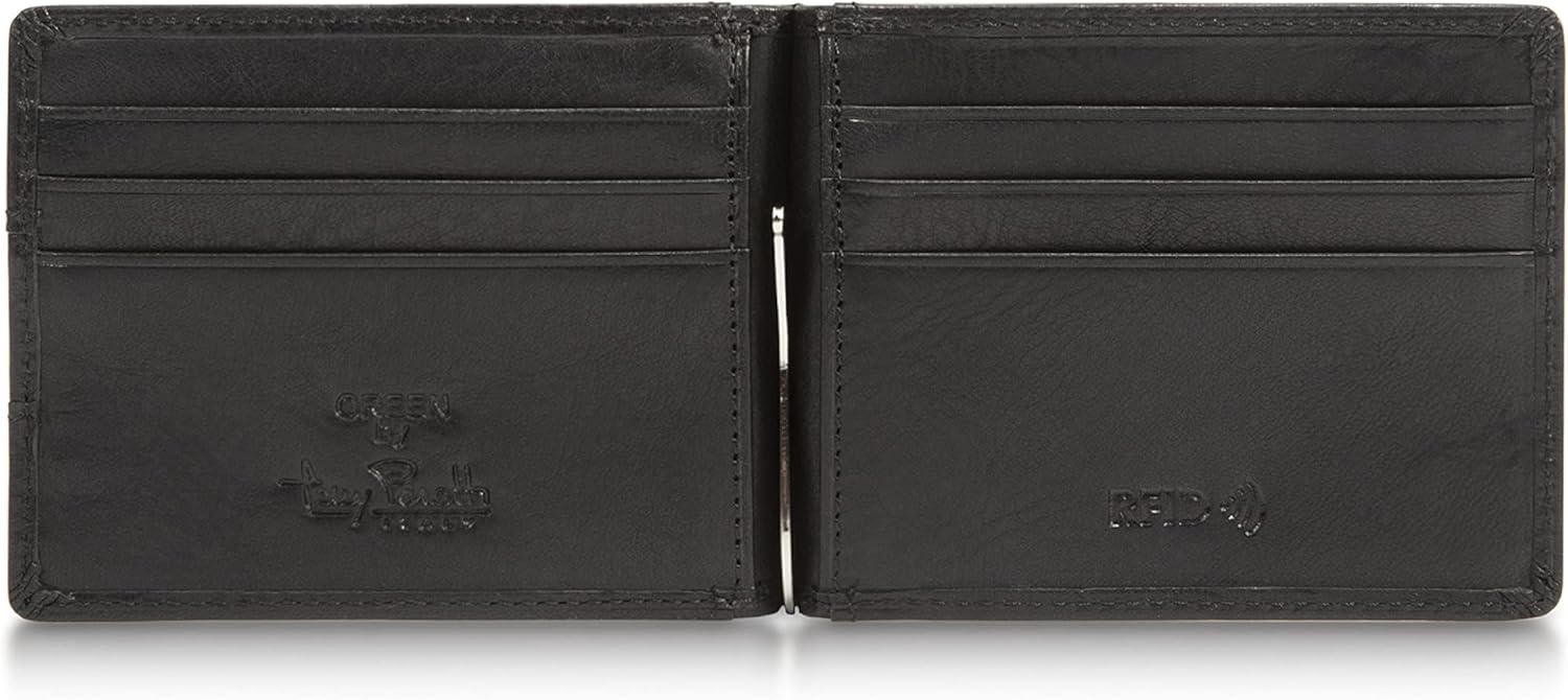Tony Perotti Italian Leather Slim Money Clip Wallet for Men - Bifold Ultra Slim RFID Wallet With Credit Card Slots and ID - Eco-Friendly Tanned Full Grain Made in Italy