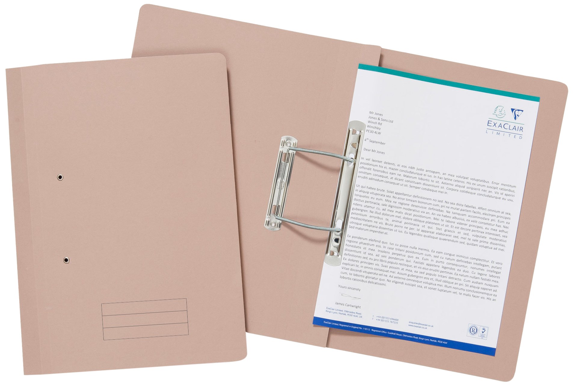 Exacompta - Ref TFM-BUFZ - Spiral Files for Punched Papers, A4 & Foolscap, 285gsm Medium Weight Premium Manilla, 350mm x 250mm, Metal Spring Mechanism - Buff, Pack of 25