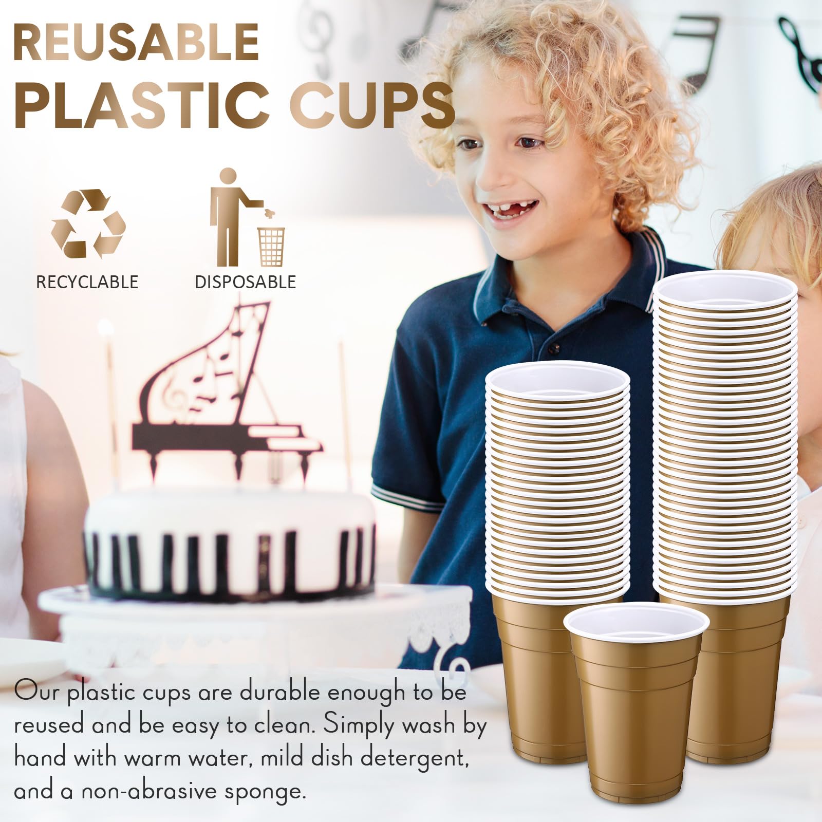 Dandat 200 vasos desechables de plástico de 18 onzas, resistentes y grandes para fiestas, bebidas frías, vasos de bebidas para cumpleaños, graduación, Halloween, bebidas de soda, barbacoas, picnics
