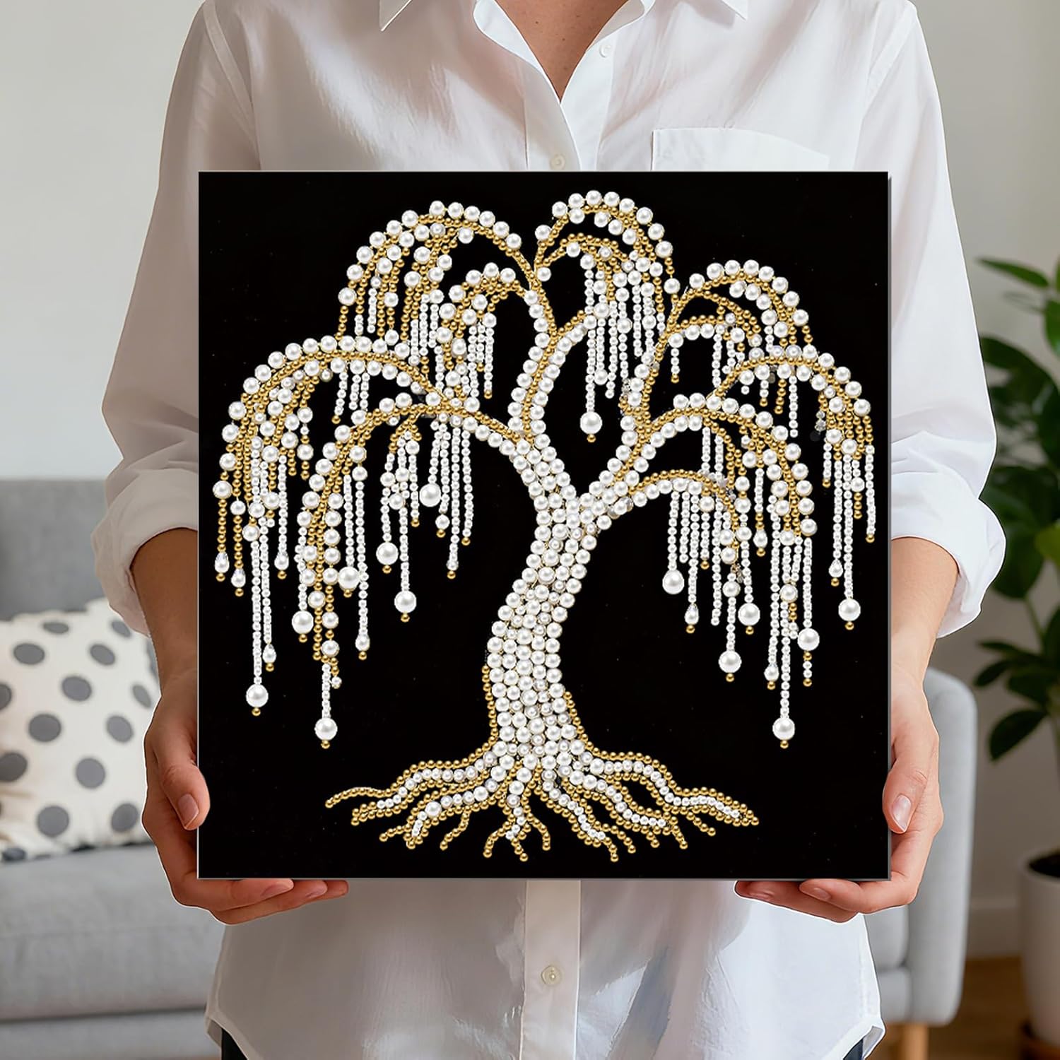 C'eitura Tree of Life Pearl Diamond Art Painting Kit for Adults - 9.84x9.84 Inch with Frame - Spiritual DIY Pearl Art for Home Decor, Meaningful Gift & Symbolic Craft