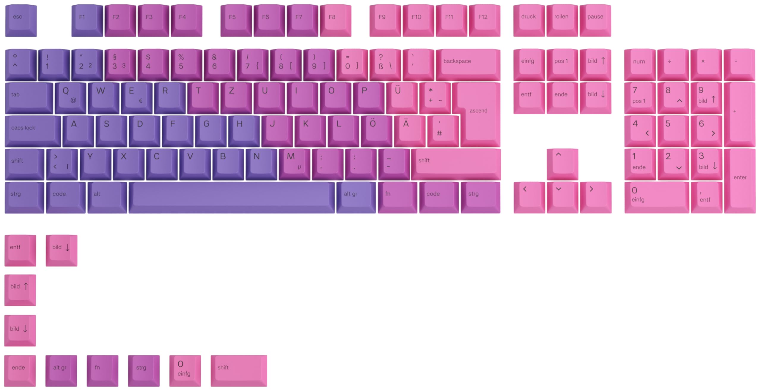 GLORIOUS Gaming 115x GPBT-Keycaps - Cherry-Profil, äußerst widerstandsfähiger PBT-Kunststoff, optisch EIN Blickfang, überragende Akustik, Originalschrift - Deutsche QWERTZ-Belegung