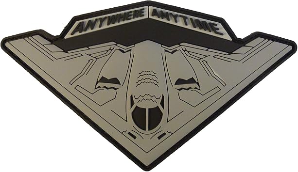 USAF B-2 Spirit Stealth Bomber PVC Patch [Black and Grey] Compatible with Velcro PVC Patches for Backpacks,Patches for Vests,Morale Patches,Tactical Patches,Patches for Plate Carriers,Hat Patches