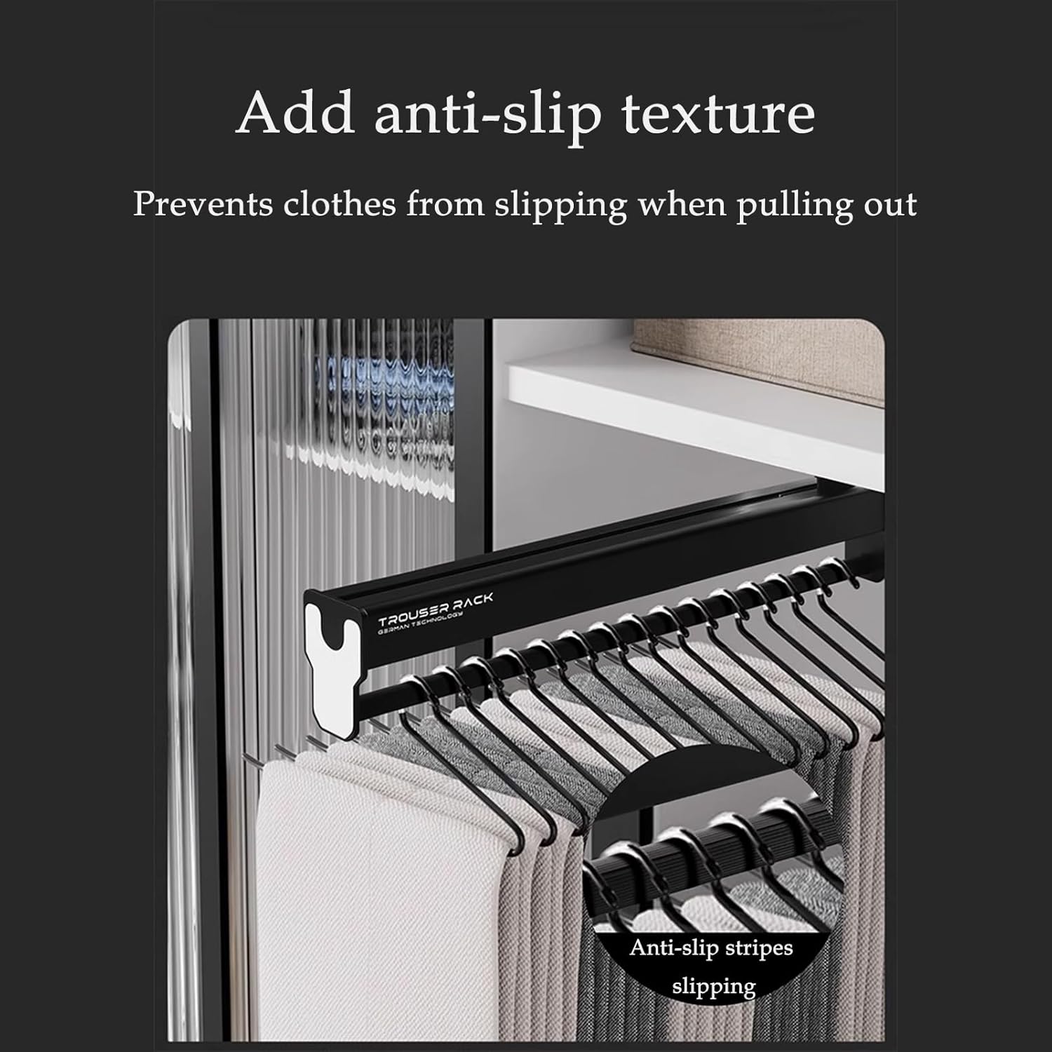 Closet Clothes Hanger Rail Pull-Out Closet Rod,for Closet for Space Saving and Storage Maximum(Black,35)