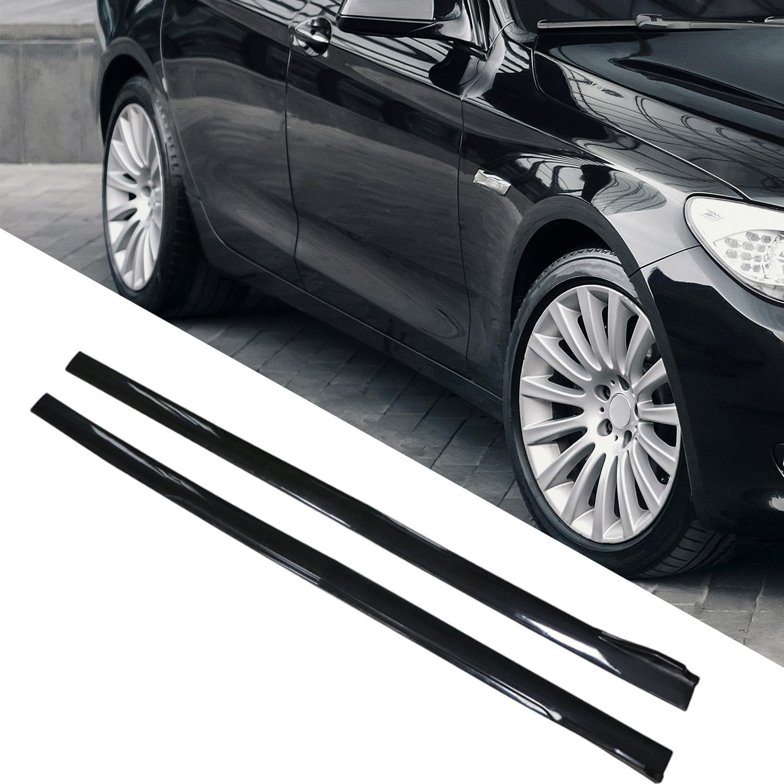 2x Minigonne laterali he per auto Universali professionali Sostituisci robusti accessori antigraffio 78,7 "per camion SUV per automobili, Nero