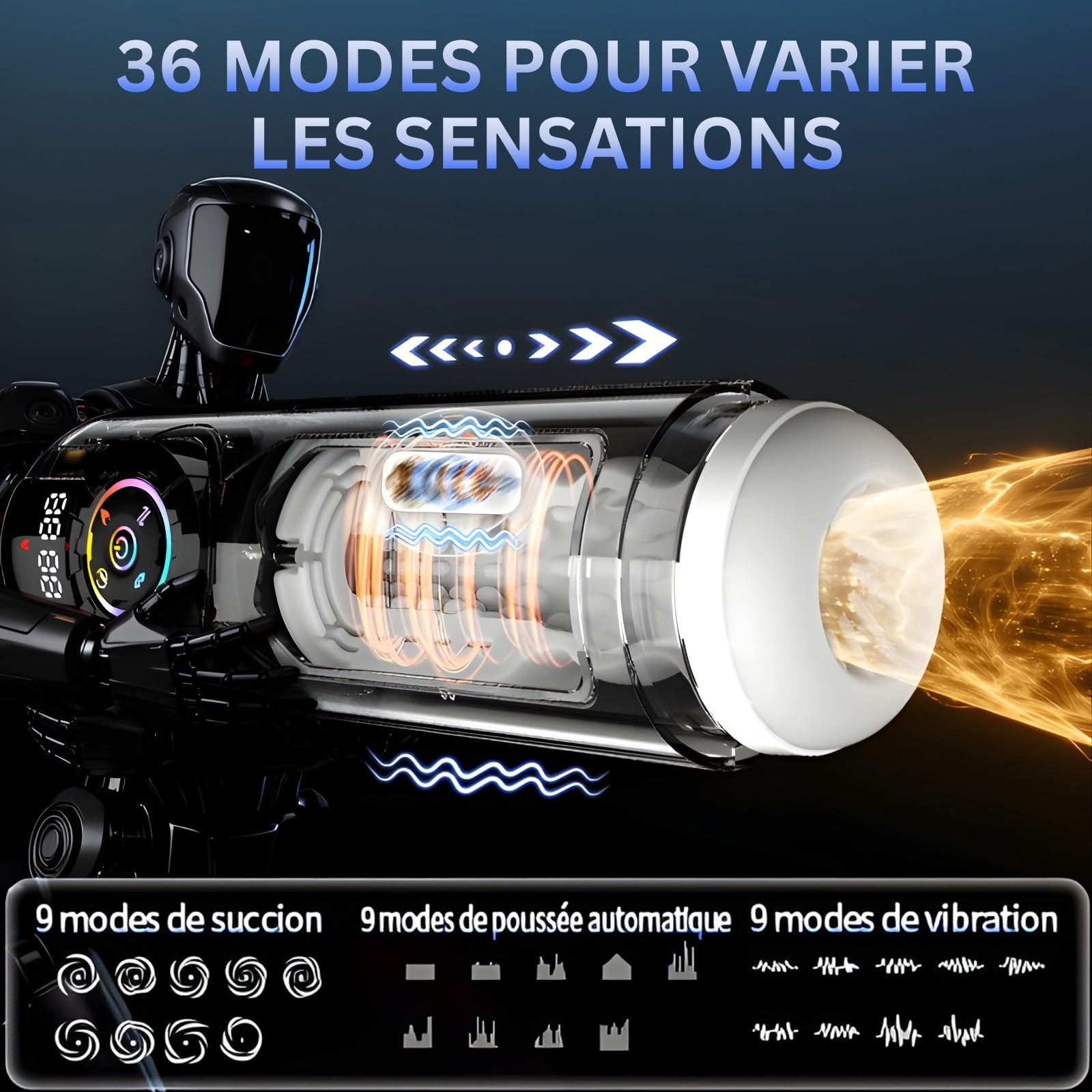 TITAN Masturbateurs Hommes Automatique – Masturbateur Électrique Télescopique à Succion et Rotation Silicone Doux Rechargeable chauffage écran LED, multi mode
