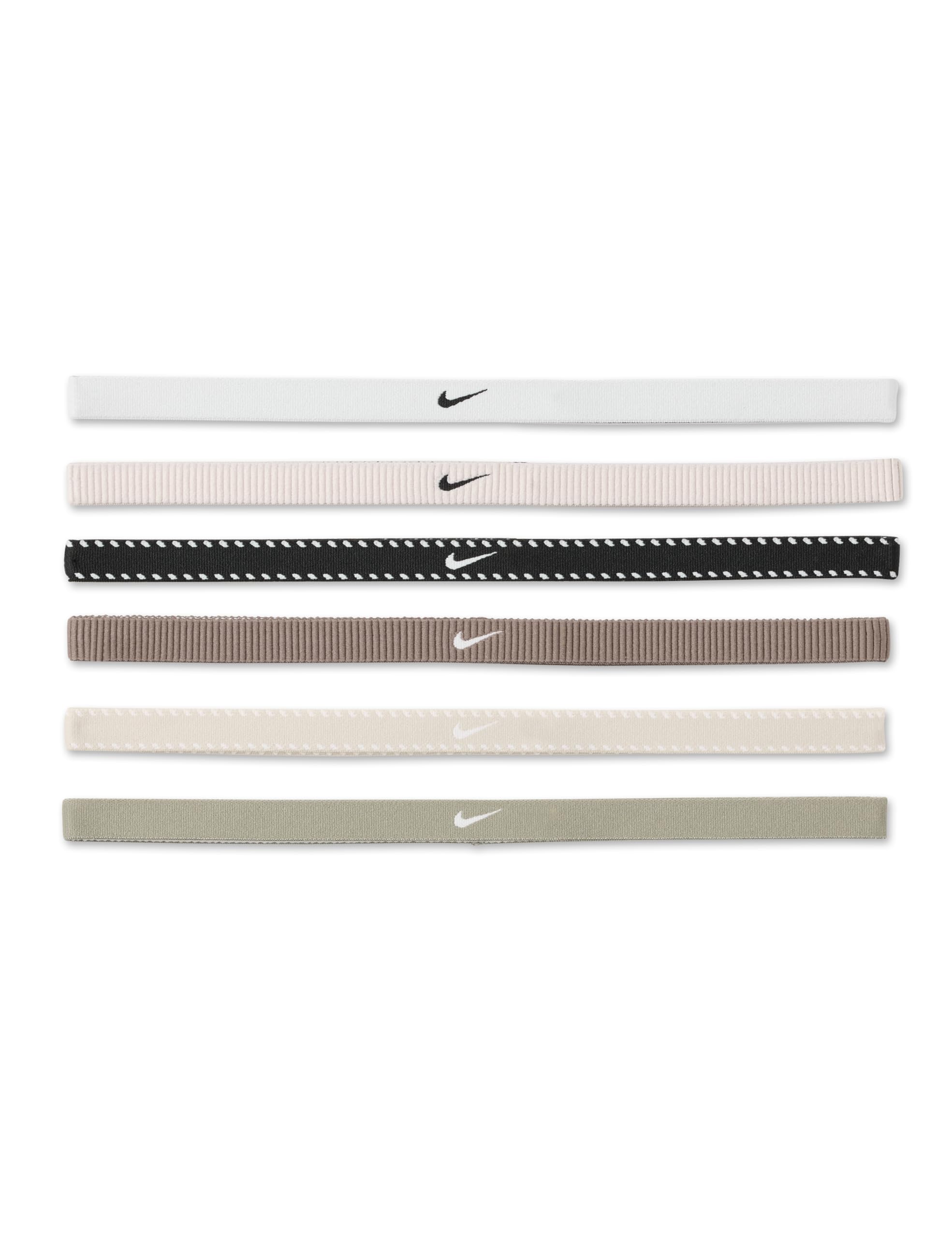 Nike Men's Flex Classic Headbands 6-Pack Headbands Running Fitness Training Sports Hairband Set Non-slip Elastic, White/Light Army/Black, One Size