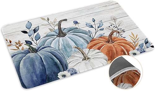 Miniatura 9 de Tapete decorativo de Navidad con diseño de muñeco de nieve para puerta de exterior, tapete de bienvenida con copos de nieve, azul, para invierno,