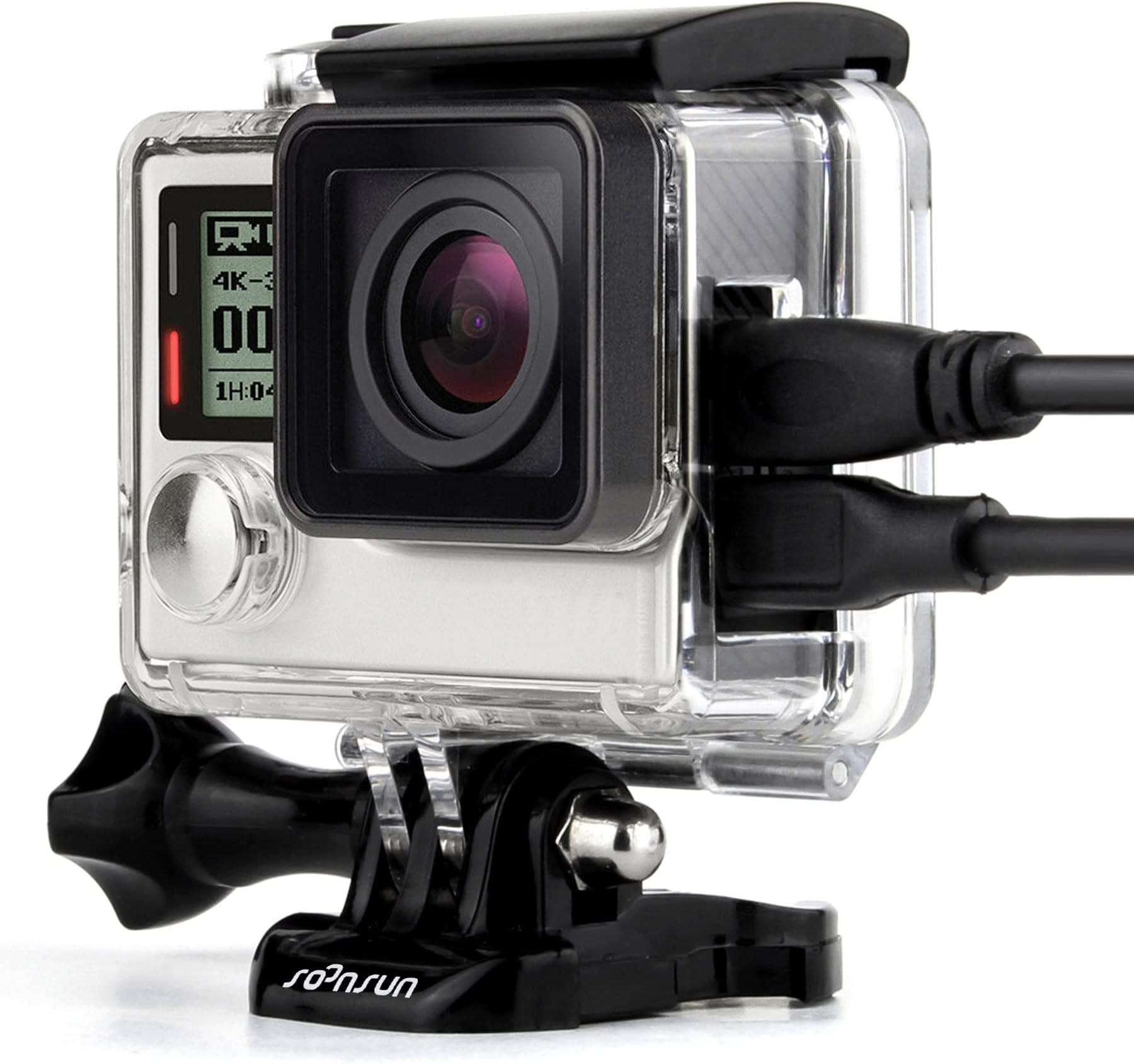 Side Open Skeleton Housing Case for GoPro Hero 3/3+/4 Black Silver – Charge and Touch The LCD Screen Without Removing Protective Case