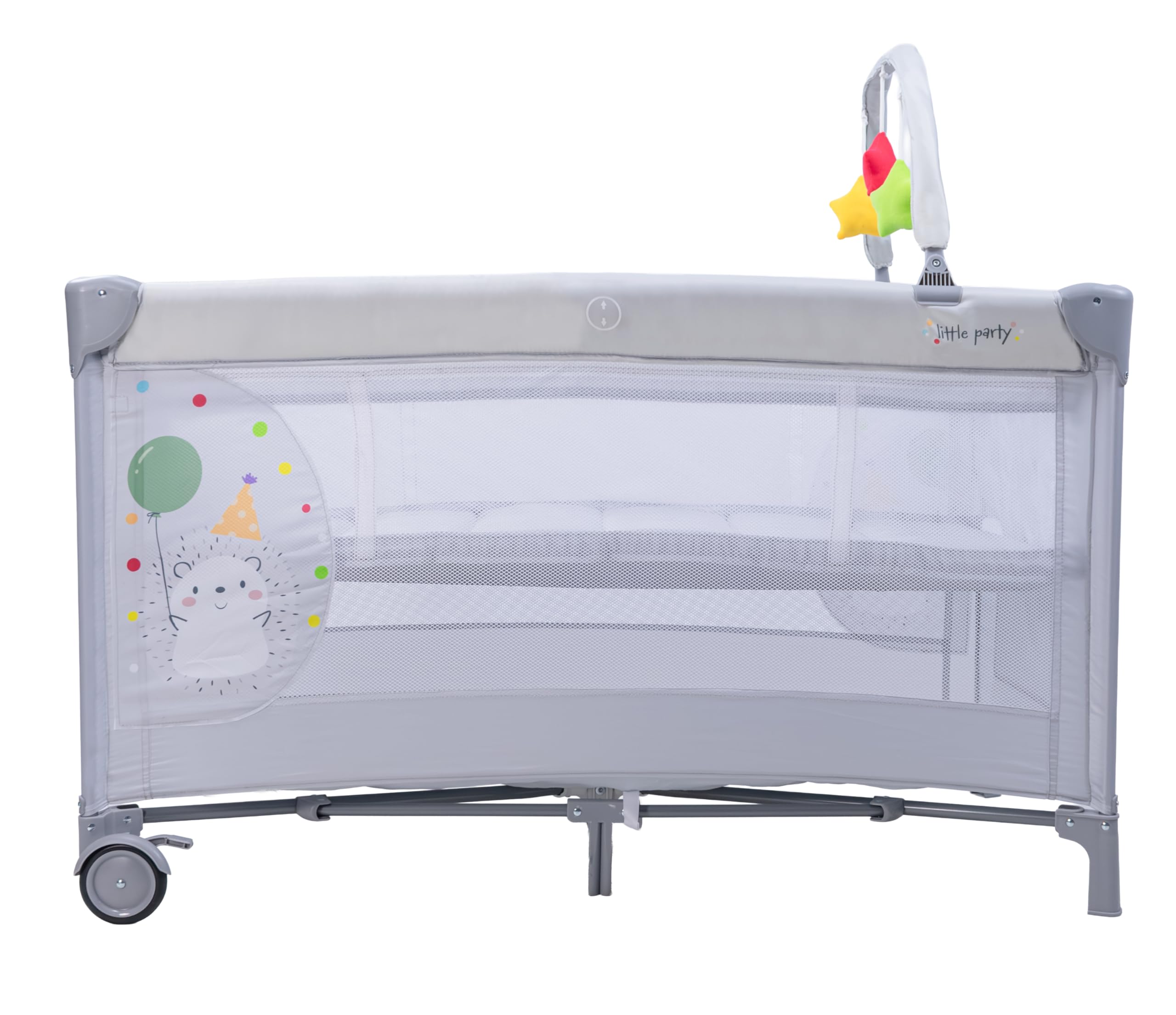 Asalvo Lit de voyage complet duo | Double hauteur et sécurité | Avec arc d'activité et sac de transport | De la naissance jusqu'à 15 kg | Pliable compact et base rembourrée