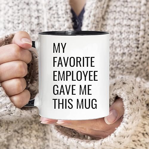 Miniatura 4 de WOHR Taza de café con texto en inglés "Boss Gift My Favorite Employee Gave Me This This", regalo divertido para cumpleaños, Navidad, regalos