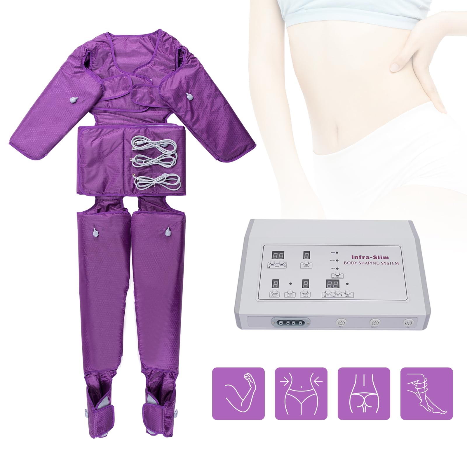 Pressoterapia per Casa, 400W 220V Macchina Per Massaggiatore A Compressione D'Aria, 6 Modalità di Massaggio, 7 Livelli Di Intensità, Per Completo Del Corpo